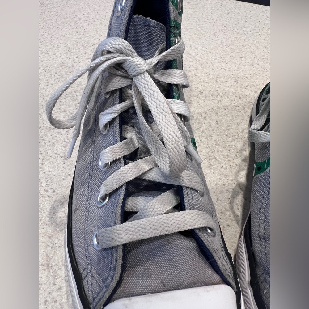 Converse All Star High Top Kids Size 3 Dinosaur Shoes Gray Green Canvas rare - Picture 9 of 14